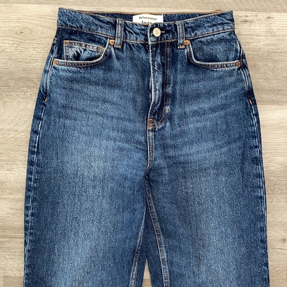 Reformation Wilder High Rise Wide Leg Jeans Womens 26 Donner Wash Blue Cotton - Picture 7 of 14